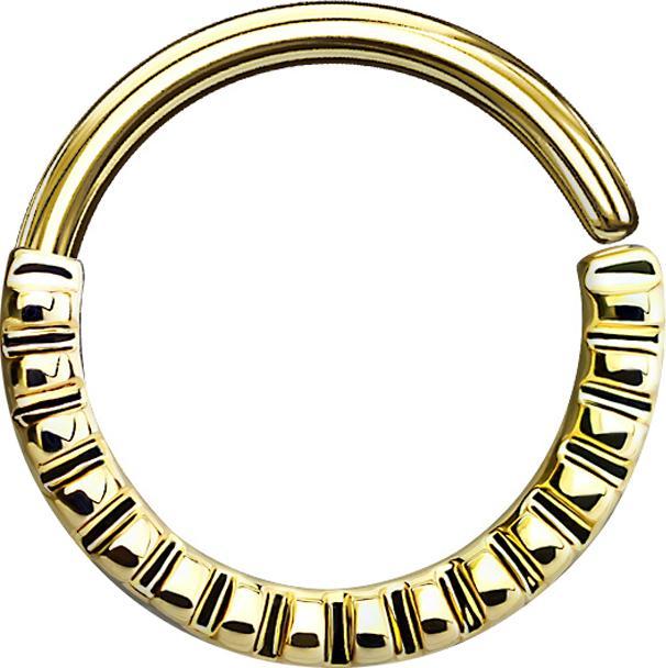 Star Piercing Septum Ring gerillt 14k vergoldet (Messing)
