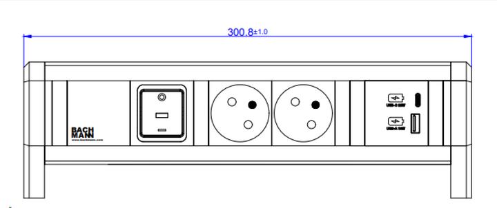 Actual product image Bachmann BACH socket strip (2 x, CEE 7/3, CEE 7/5, 0.30 m)