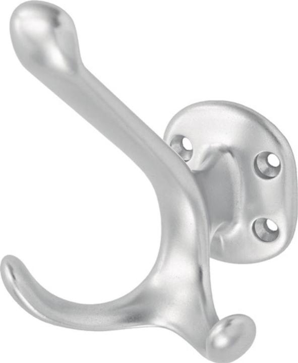 Productafbeelding Hermeta Haken 0028 dubbele projectie 90 mm aluminium zilver geanodiseerd hoogte 100 mm