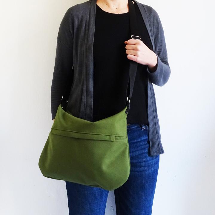 Actual product image Only-Bags.Store Medium canvas crossbody bag with zip and outer pocket.