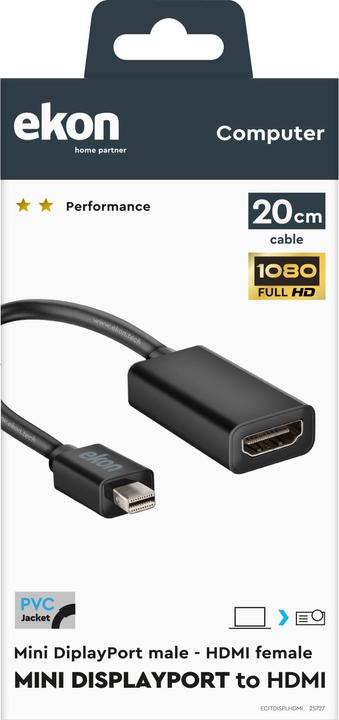Actual product image Ekon Mini DisplayPort — HDMI (Typ A) (Mini DP, HDMI, 47 cm)