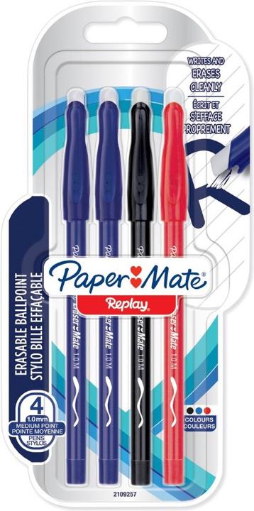 Image du produit Paper Mate Gomme à effacer REPLAY 4pcs bl/noir/rouge M (Noir, Bleu, Rouge, 4 x)