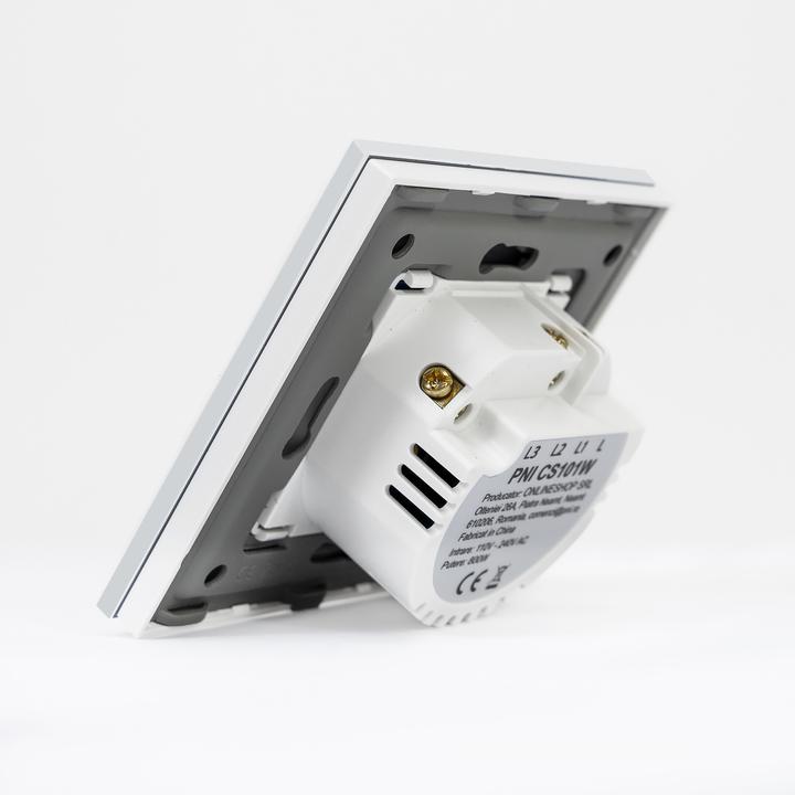 Produktbild PNI Einfacher Leiterschalter und Kreuzschalter mit Touch CS101W aus Glas, weiss mit LED-Anzeige, 800W