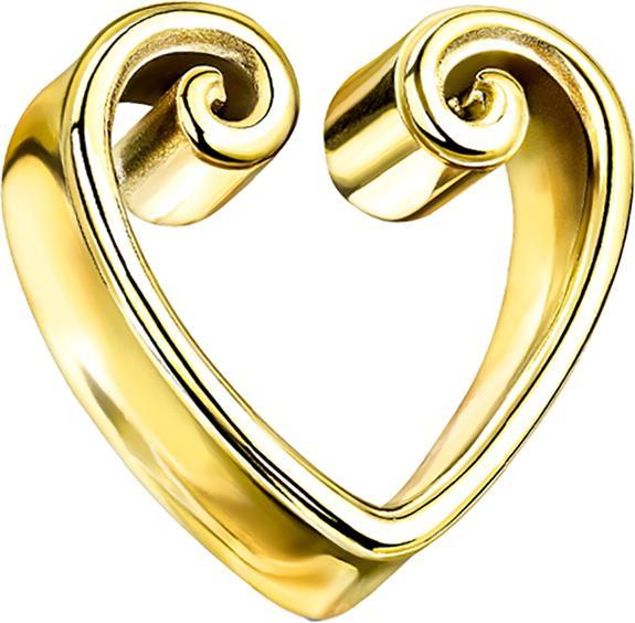 Star Piercing Flared Tunnel vergoldet Vintage Herz (ohne Messing, Chirurgenstahl 316L)