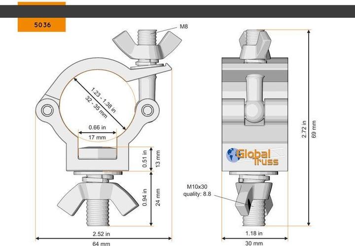 Actual product image Global Truss Half Coupler Small 32-35/30/75kg