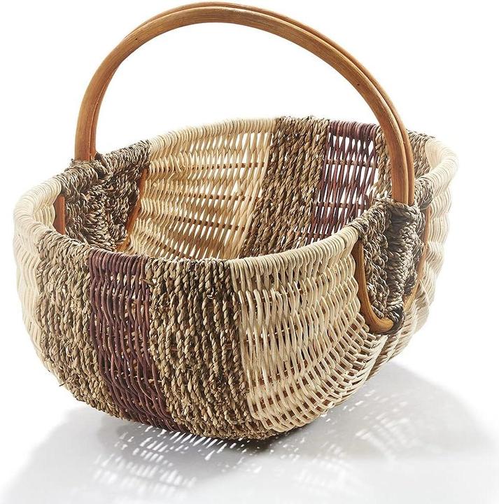 Produktbild Kobolo geflochten Rattankorb natur mit braunem Seegras Braun