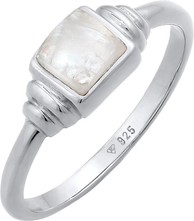 Produktbild Elli PREMIUM Ring Mondstein Quadrat Vintage 925 Silber (58, 925 Silber)