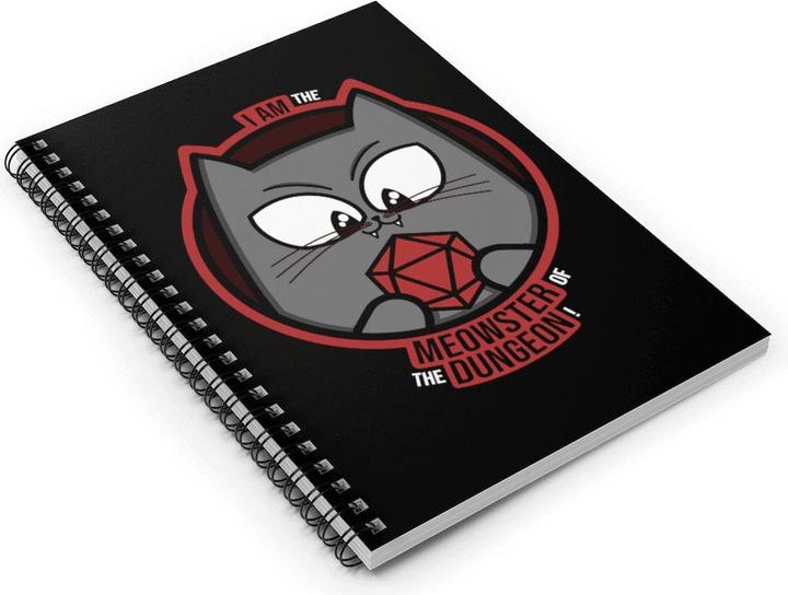 Immagine prodotto Glass Staff Notizbuch Meowster of the Dungeon Schwarz/Grau (Righe, Copertina rigida)