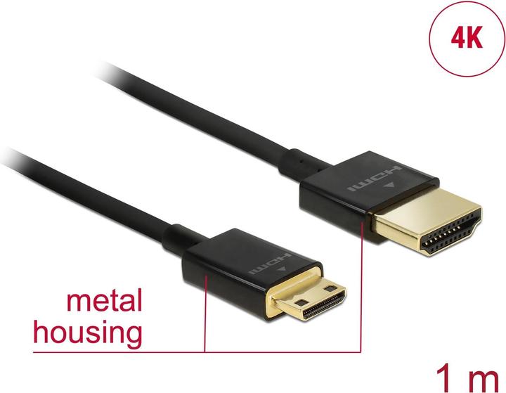 Image du produit Delock HDMI-A/HDMI Mini-C, câble HDMI HDMI type A (standard) HDMI type C (mini) (1 m, HDMI)