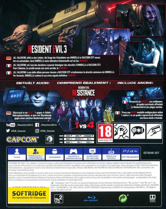 Actual product image Capcom Resident Evil 3 (PS4, DE)