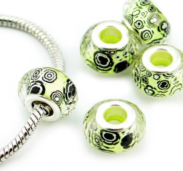 Hermex Bead Perle versilbert 925 - Silbrig lemon Grün (Acrylglas, Metalllegierung)