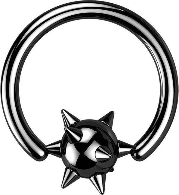 Star Piercing Closure Ring schwarz Kugel mit Cones (ohne Messing, Chirurgenstahl 316L)