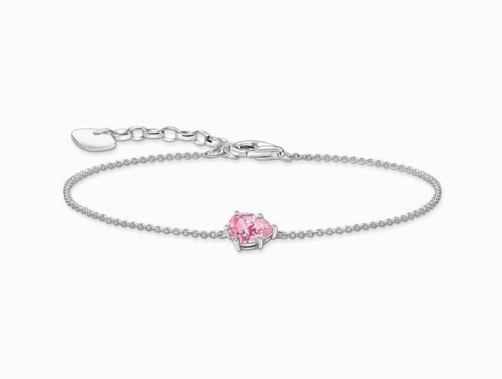 Immagine prodotto Thomas Sabo Bracciale con gocce di zirconi rosa in argento (19 cm, Argento 925)
