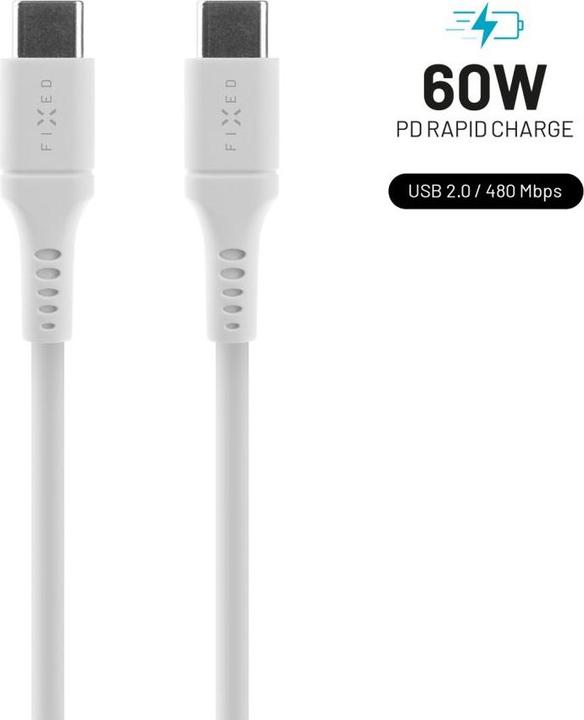 Actual product image Fixed Liquid Silicone Cable USB-C/USB-C, 2m, 60W, white (2 m, 60 W)