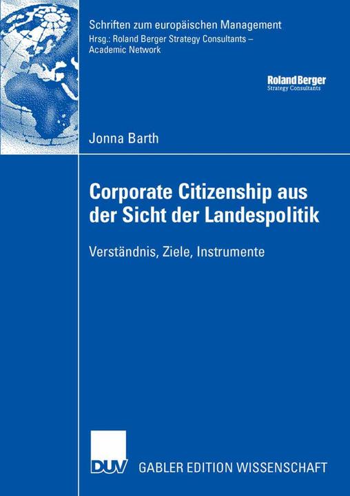 Produktbild Corporate Citizenship aus der Sicht der Landespolitik (Niederländisch, Jonna Barth, 2007)