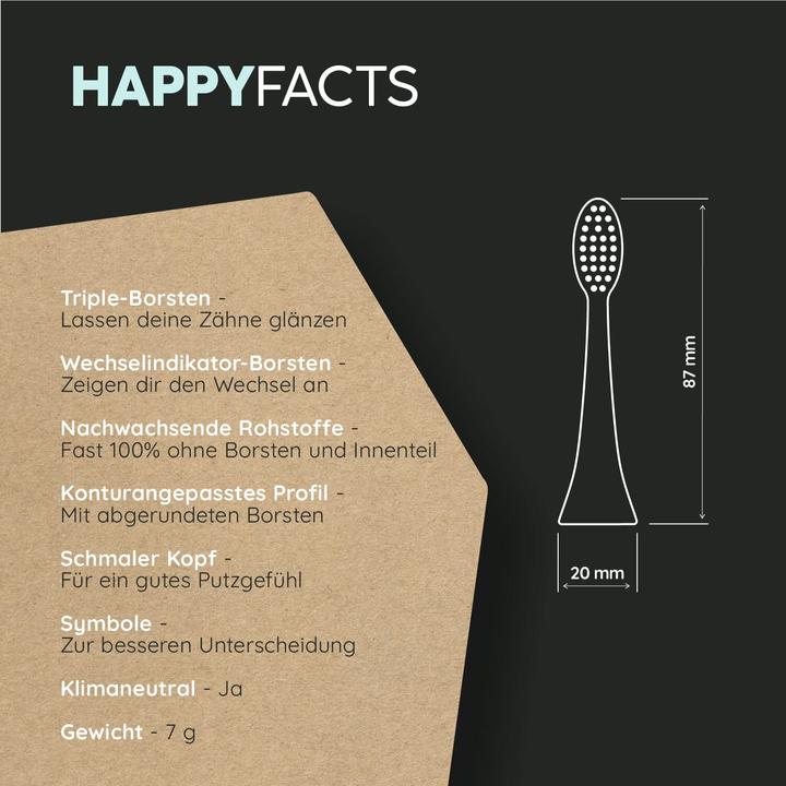 Productafbeelding happybrush ECO VIBE 3 opzetborstels (zwart) (3 x)
