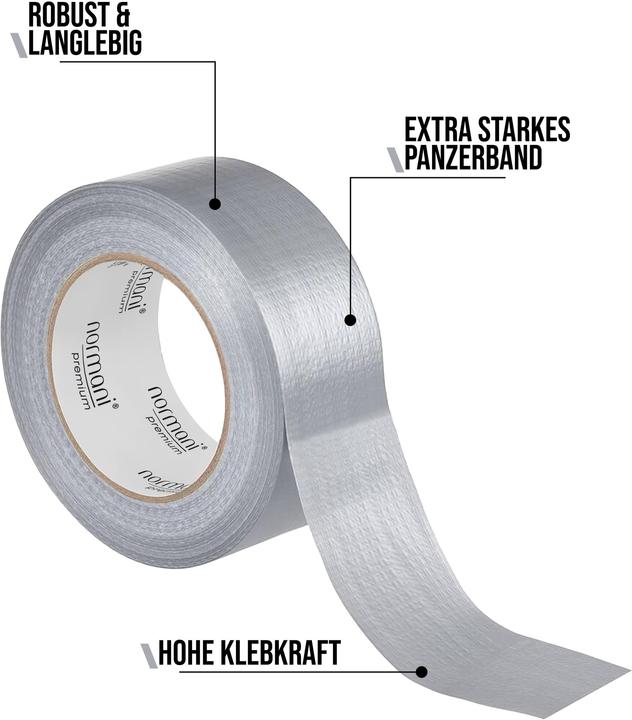 Produktbild Normani 2 Rollen Allzweck Panzerband Panzerklebeband 50mm x 54,8m x 190 Mic - 9757 (50 mm)