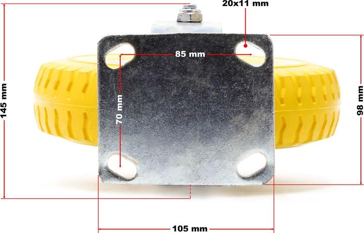 Produktbild Wiltec Bockrollen Set 2x 225x58mm Transportrolle pannensicher gelb Vollmaterial