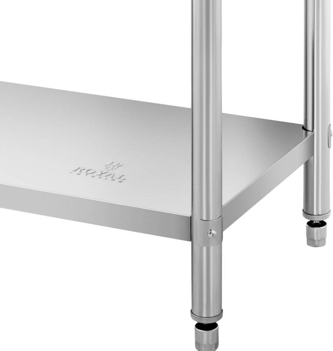 Produktbild Royal Catering Edelstahltisch Arbeitstisch Küche 120 x 70 x 5 cm 2 Ablagen verstellbare Füsse