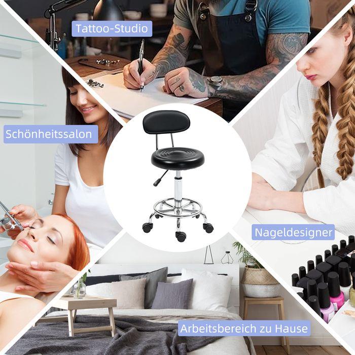 Actual product image Swisshandel24 Rollhocker höhenverstellbar Drehhocker Drehbar Salon Hocker mit Lehne, Rädern