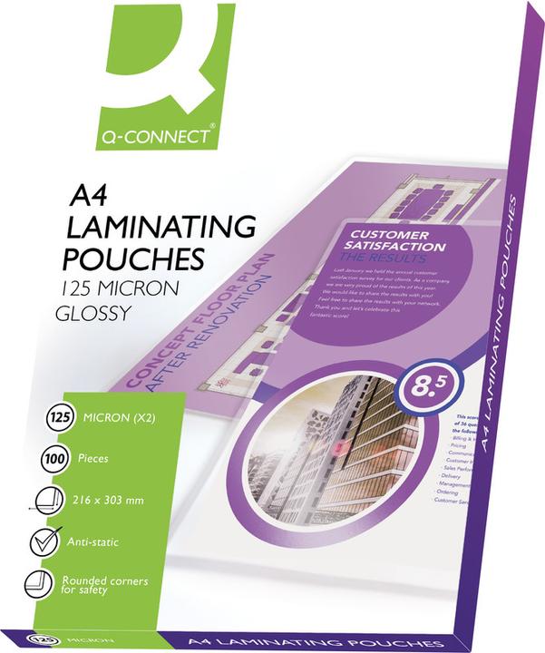 Immagine prodotto Q-Connect Pellicole di laminazione lucide (A4, 100 Pezzo/i, 125 µm)