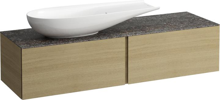 Produktbild Laufen Il Bagno Alessi Schubladenelement, 1 Hahnloch, Steinplatte Marrone Naturale, Ausschnitt links