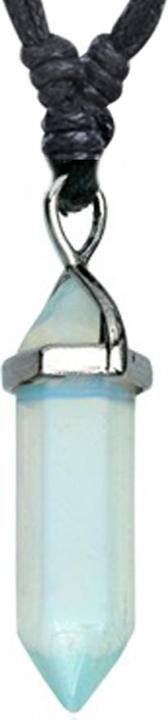 Star Piercing Halskette schwarz Anhänger Kristall aus Opalite Stein (Mineralisch, Messing)