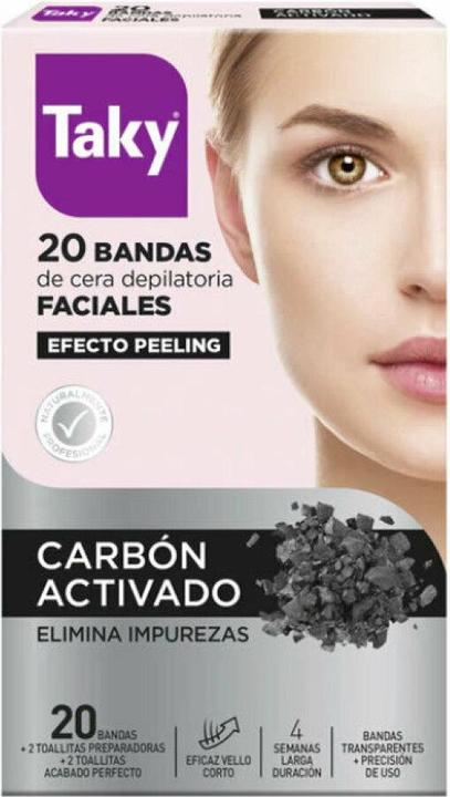 Taky CARBON ACTIVADO bandas cera faciales depilatorias 20 uds (20 x)