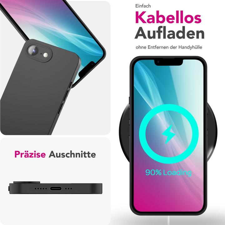 Immagine prodotto Nalia Strider - Blackout Look Cover - Ultradünne Silikon Hülle mit Staubschutz Kappen (Apple iPhone 16e)