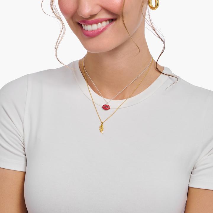 Produktbild Thomas Sabo Kette mit Rosen-Anhänger vergoldet (750 Gelbgold Vergoldung, 925er Silber, 38 - 45 cm)