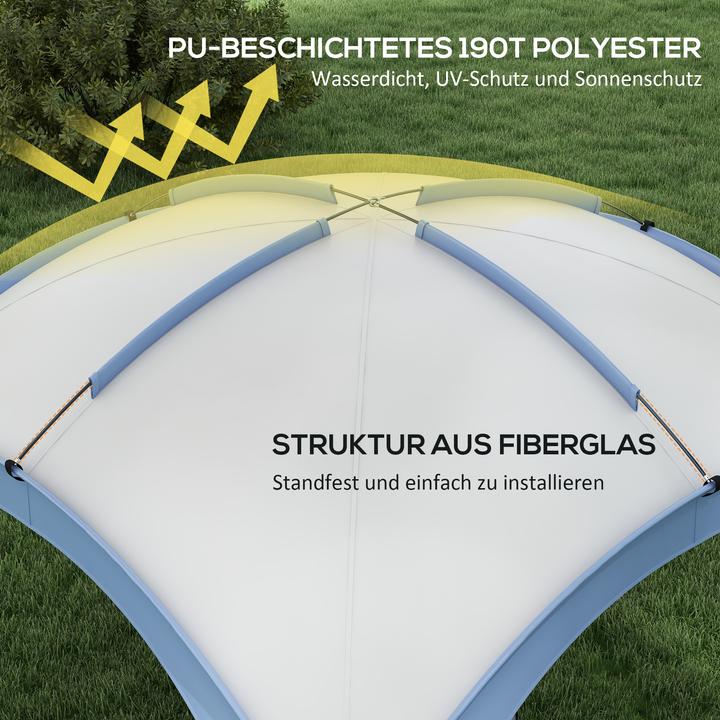 Produktbild Outsunny Event Pavillon Polyester, Fiberglas Hellblau (350 cm, 350 cm)