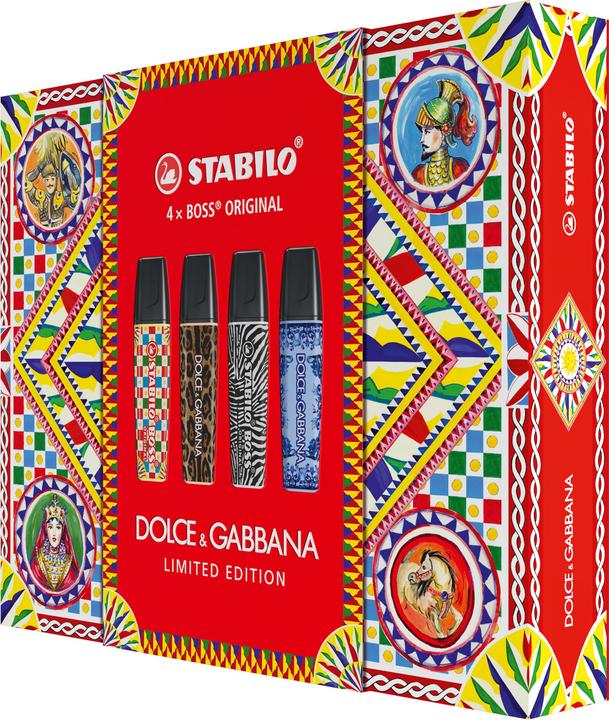 Immagine prodotto STABILO Boss Original x Dolce & Gabbana Box (Nero, Blu nuvoloso, Beige, Giallo pastello, 5 mm, 4 x)