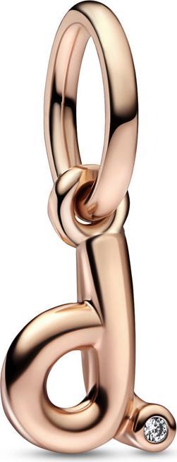 Pandora Letter d Handwriting Charm (Metal, rose gold-plated)