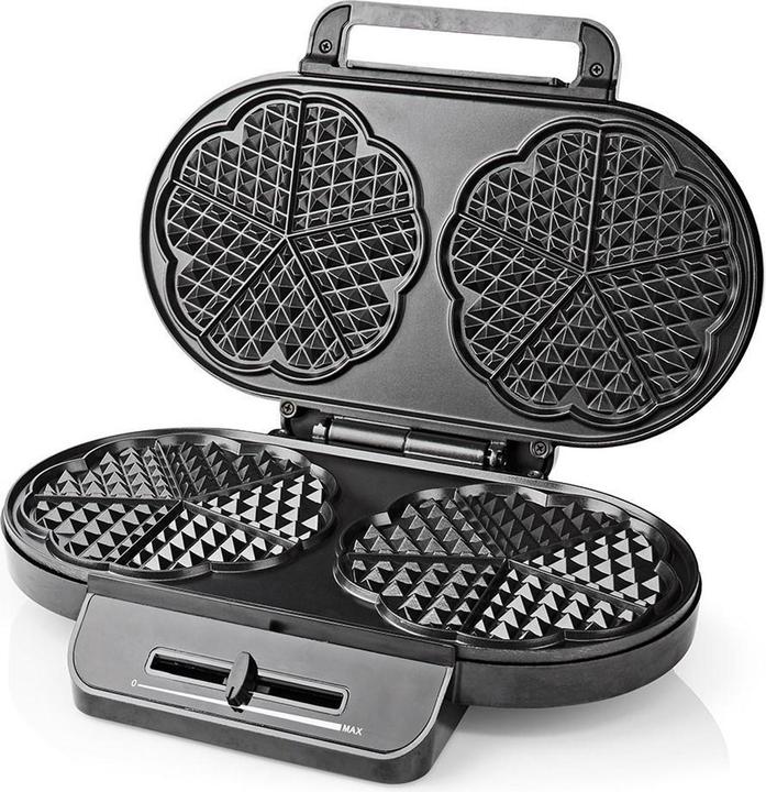 Actual product image Nedis Waffle iron 2 x 5 Heart shaped waffles 12 cm 1200 W plastic/metal (EU plug)