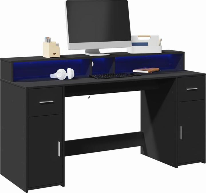 Immagine prodotto VidaXL Scrivania LED Scrivania per computer Scrivania da lavoro Scrivania per laptop Scrivania per ufficio (160 x 55 x 91 cm)