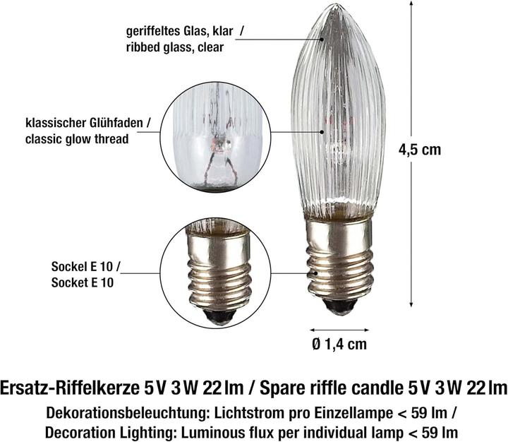 Immagine prodotto Hellum Candela ondulata (E10, 3 W, 22 lm, 25 x)