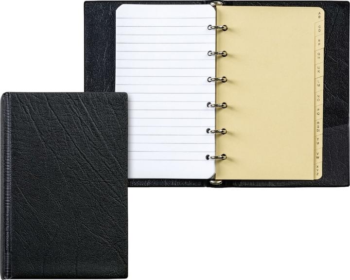 Ringbuch A7 Kunstleder 6 Ringe 10mm incl. Einlage schwarz (A7, 128 mm, 1 Stück)