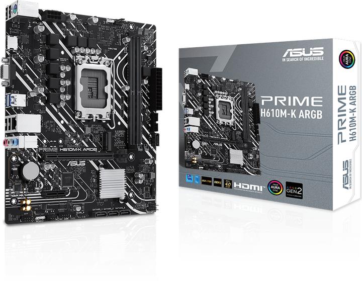 Actual product image ASUS MB PRIME -K ARGB Intel,1700,DDR5,mATX (LGA 1700, Intel H610, mATX)