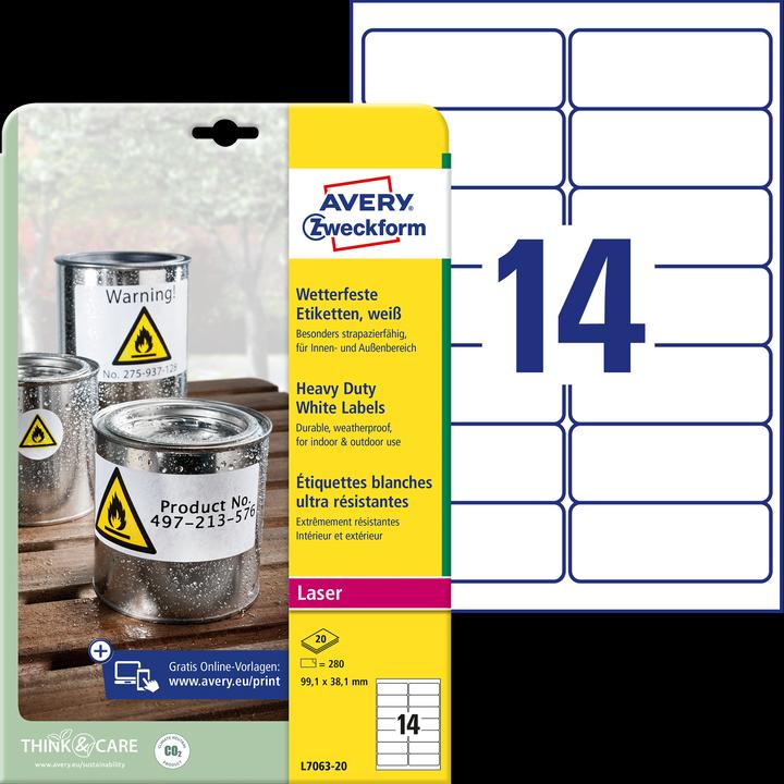Actual product image Avery Weatherproof film labels