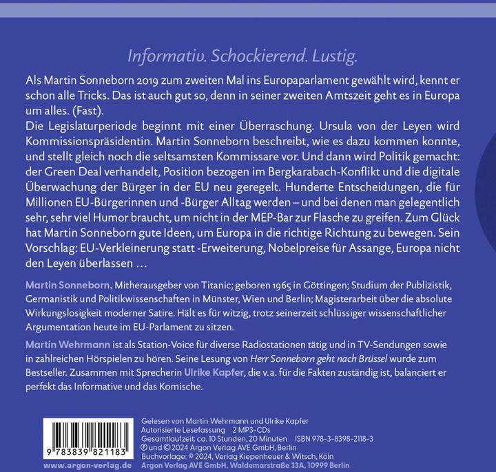 Produktbild Herr Sonneborn bleibt in Brüssel (Martin Sonneborn, Ulrike Kapfer, Martin Wehrmann, Deutsch)