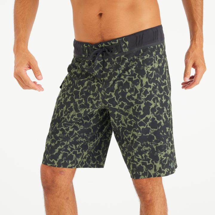 Olaian Boardshorts Surfen Herren lang 900 20" Morpho Army grün (XL)