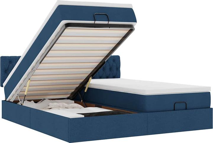 Produktbild VidaXL Ottoman-Bett mit Matratzen Blau 200x200 cm Stoff Bettrahmen (200 x 200 cm)