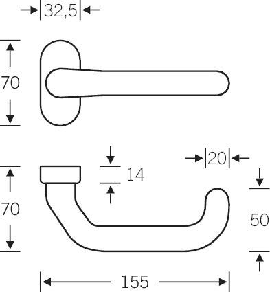 Produktbild FSB FH-Rahmentürdrücker 06 1146 Standflügel Rosette oval Edelstahl matt (Türgriff)