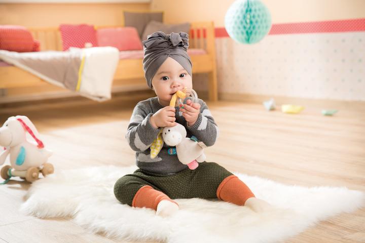 Actual product image NICI 42080 - My First, cuddly toy donkey mule with ring rattle, 14, 5 x 7, 5 cm, beige