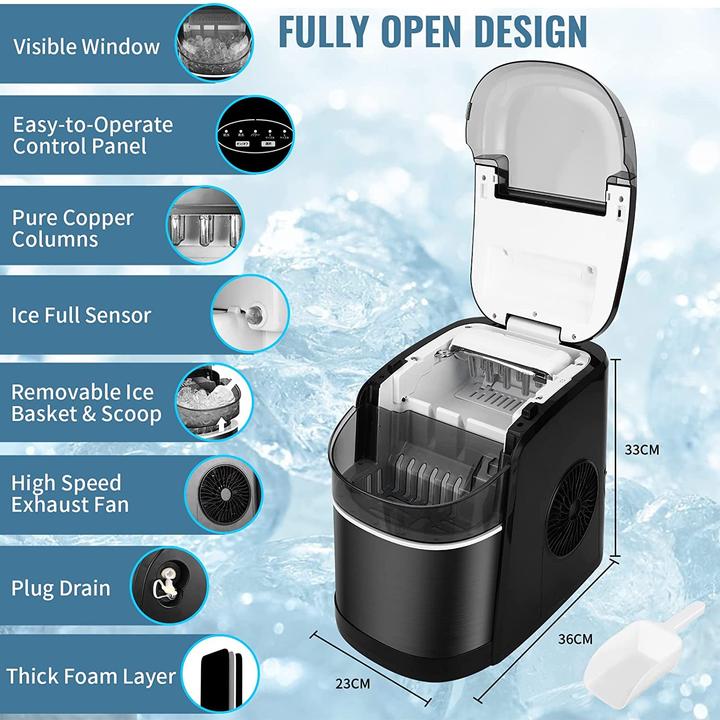 Produktbild Vpcok Direct Eiswürfelmaschine, 12Kg, Schwarz