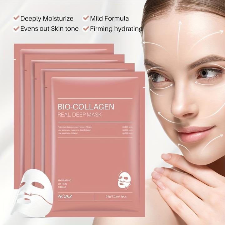 Produktbild PhoneLook 4er-Pack Bio-Kollagen Feuchtigkeitsmasken mit Hyaluronsäure und Niacinamid für alle Hauttypen (100 ml)