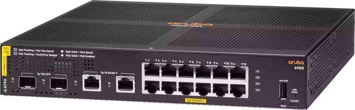 HPE E Aruba 6100 Switch 2 ports SFP+, 2x ports SFP, PoE, 1 port console USB Type C, 1 port USB T (14 Ports)