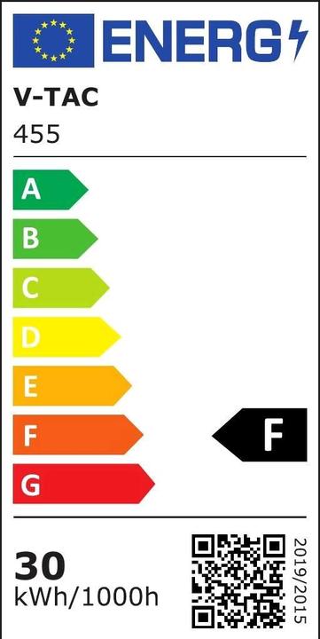 Energie-Label V-TAC VT30G 30W LED FlutlichtScheinwerfer SMD SAMSUNG Chip Grau Gehäuse 4000K (2400 lm, IP65)