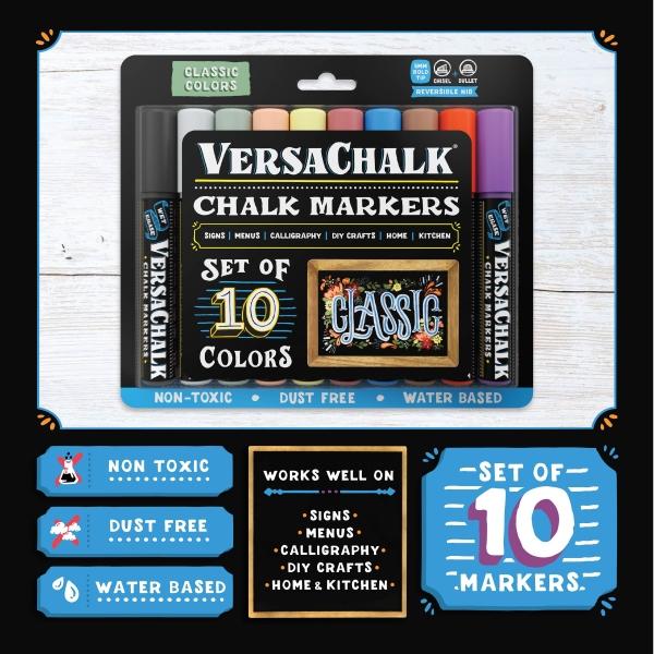 Actual product image VersaChalk - Classic Liquid Chalk Marker Set of 10 with 5mm (White, 5 mm, 10 x)