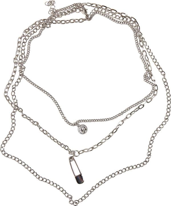 Urban Classics Safety Pin Layering Necklace (70% Eisen, 30% Zink)